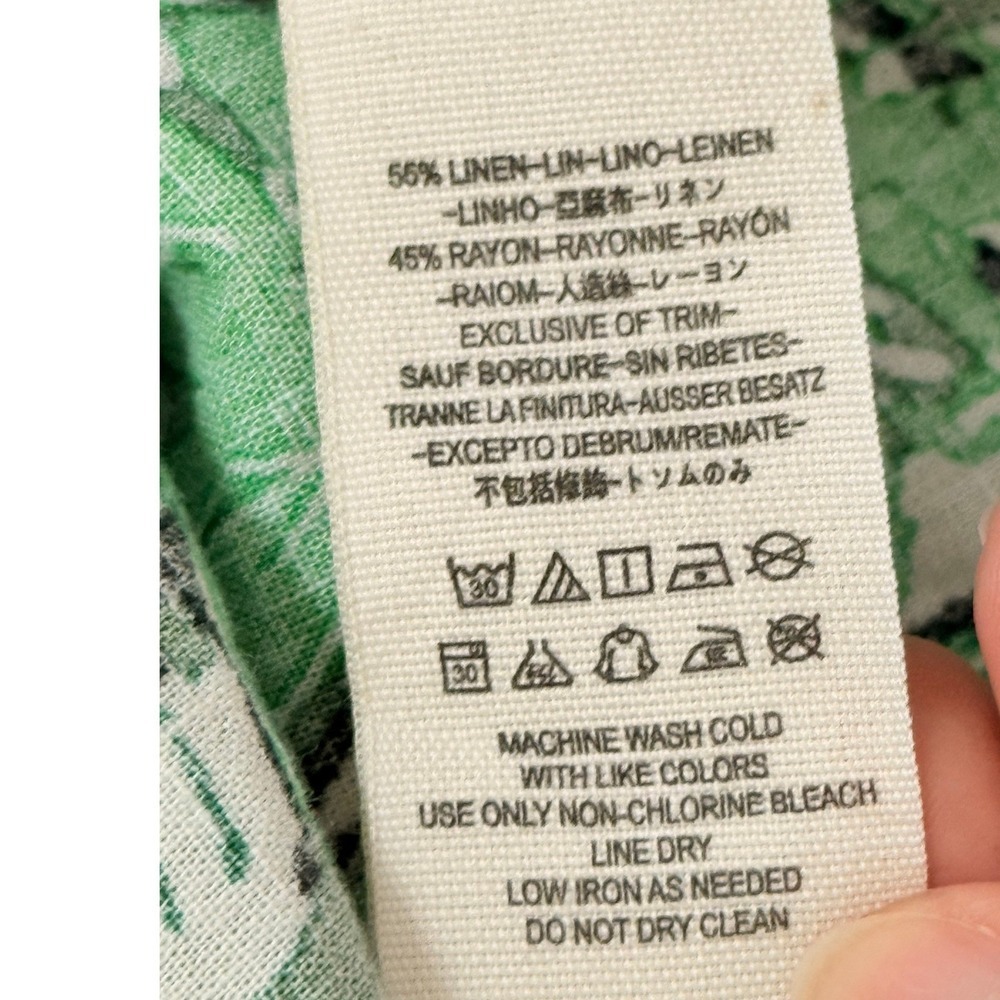 Free People Midi Dress Womens 0 Green Tropical Linen Blend - Picture 7 of 7